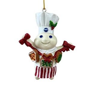 Vintage Danbury Mint Pillsbury Doughboy Glitter Holiday Christmas Ornament